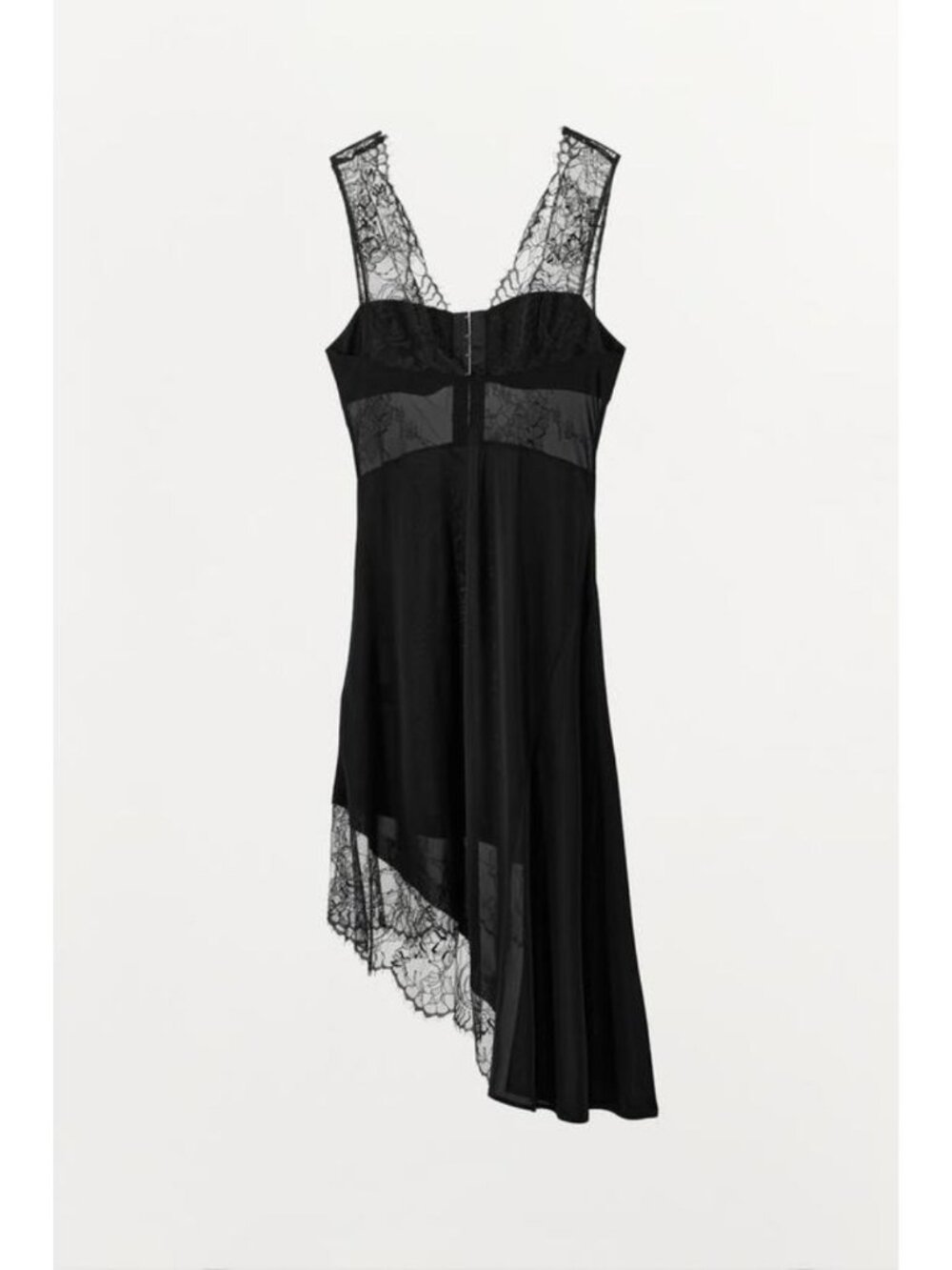 ZARA SATIN EFFECT ASYMMETRICAL LACE DRESS - Picture 5 of 6